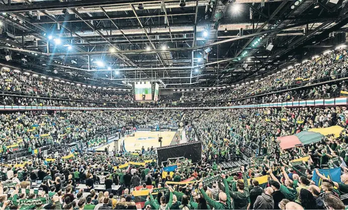  ?? Zalgi is ?? Antes de los partidos del Zalgiris Kaunas, la afición canta el himno lituano en el Zalgirio Arena