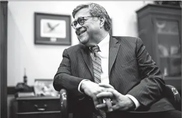  ?? AL DRAGO/BLOOMBERG ?? The confirmati­on hearing for Attorney General nominee William Barr before the Senate Judiciary Committee is Tuesday.