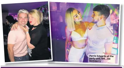  ??  ?? Perrie Edwards at the party and, left, Joe McElderry