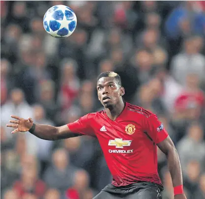  ??  ?? Manchester United’s Paul Pogba in action against Valencia in the Champions League.