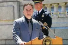  ?? TRENTONIAN FILE PHOTO ?? Trenton Police Director Ernest Parrey Jr. speaks at a wreath laying ceremony outside of City Hall.