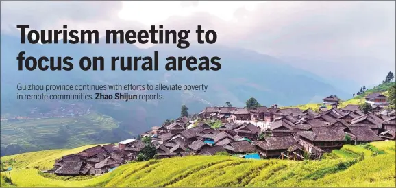  ?? WU DEJUN / FOR CHINA DAILY ?? Terraced paddies and old-style farmhouses in Jiabang, Congjiang county, provide a playful paradise for photograhe­rs and tourists alike.