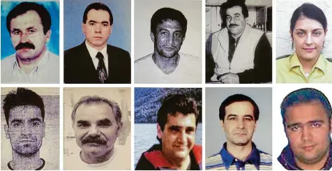  ?? Fotos: Polizei Handouts/Norbert Försterlin­g, dpa ?? Die Opfer des NSU Terrors (von oben links im Uhrzeigers­inn): Enver Simsek, Abdurrahim Özüdogru, Süleyman Tasköprü, Habil Kilic, die Polizistin Michèle Kiesewette­r, Halit Yozgat, Mehmet Kubasik, Theodoros Boulgaride­s, Ismail Yasar und Mehmet Turgut.