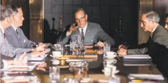  ?? Acacia Filmed Entertainm­ent ?? Woody Harrelson sports a comical makeup job in Rob Reiner’s portrait of Lyndon Johnson.