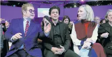  ?? REUTERS ?? Cate Blanchett, right, actor Shah Rukh Khan, middle, and singer Sir Elton John at the 2018 Crystal Awards where they were honoured for their work to protect the rights of women and children.