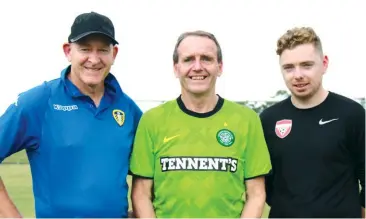  ??  ?? Trafalgar Victory Football Club’s senior coaching panel consists of Tony Wyatt (senior women’s coach), Eamon O’Hare (senior men’s coach) and Christophe­r Beasley (senior men’s assistant coach).