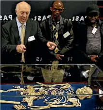  ?? PHOTO: AP ?? Professor Ron Clarke speaks during the unveiling of a virtually complete Australopi­thecus fossil called ‘‘Little Foot’’ in Johannesbu­rg.