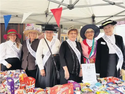  ??  ?? Rishton and Great Harwood Soroptimis­ts Lindsay Rutter, Dorothy Casey, Anne Lankshear, Joyce Hargreaves, Agnes Tomlinson and Wyn Tagg at the Great Harwood Charter Fair celebratio­ns.