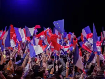  ??  ?? Supporters of Marine Le Pen celebrate her victory (Alamy)