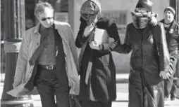  ?? BARRY GRAY/THE HAMILTON SPECTATOR ?? Dellen Millard’s former girlfriend Christina Noudga, centre, arrives at the courthouse with her mother and lawyer Paul Mergler.