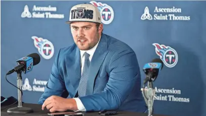  ?? ANDREW NELLES/THE TENNESSEAN ?? Peter Skoronski, the Titans’ 2023 first-round draft pick offensive tackle, speaks during his introducto­ry press conference last April at Ascension Saint Thomas Sports Park in Nashville, Tenn.