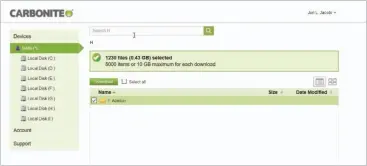  ??  ?? Carbonite’s online portal is simple and follows the elegant theme of the local client software.