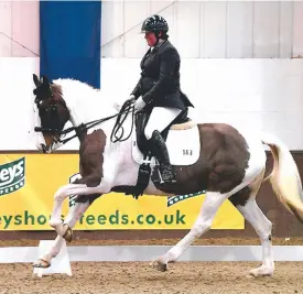  ??  ?? Shelly Harriss tops medium and advanced medium freestyles with her enthusiast­ic part-bred Welsh section D mare Soden Fflach