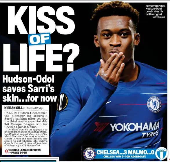  ?? GETTY IMAGES ?? Remember me: Hudson-Odoi celebrates his brilliant goal