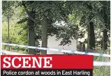  ??  ?? Police cordon at woods in East Harling