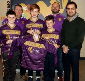  ??  ?? Allied Training, Clonard Industrial Estate, presenting a set of jerseys to the Wexford Albion F.C. Under-13 team (from left): Mark Tormey, David Farrell, Darragh Kirwan, Callum Farrell, David Hayes and Terry Walsh of Allied Training.