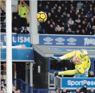  ?? GETTY IMAGES FILE PHOTO ?? Everton’s Jordan Pickford, pictured, is considered the favourite to start in goal for England’s World Cup team. Joe Hart has lost his place after a tough two years on loan at Torino and West Ham from Manchester City.