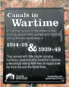  ?? PHOTO: NICOLA LISLE. ?? Plaque in Birmingham commemorat­ing all those who worked on the canals during both world wars.