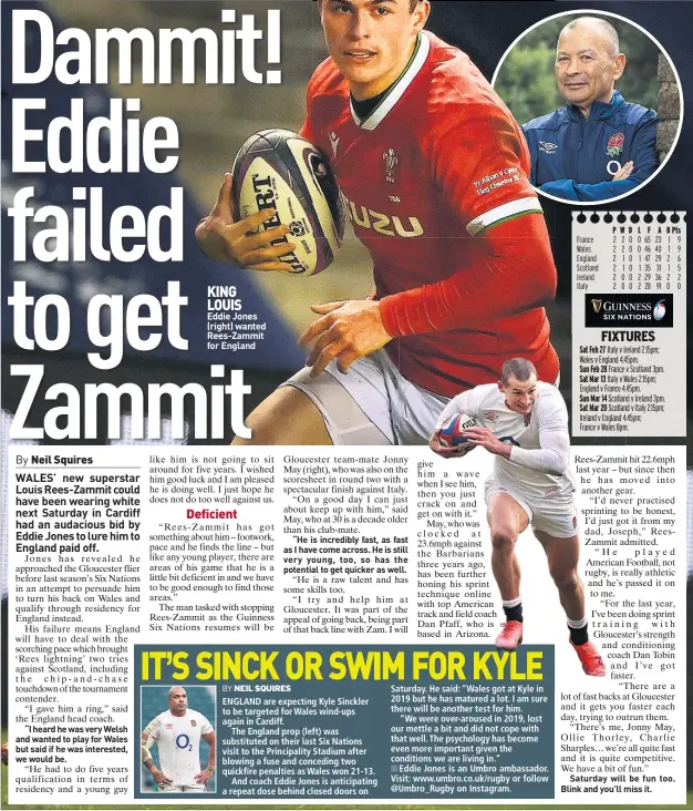  ?? Eddie Jones (right) wanted Rees-zammit for England ?? KING LOUIS