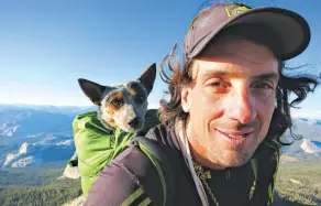  ?? ADIDAS AG/HANDOUT/EUROPEAN PRESSPHOTO AGENCY ?? Dean Potter, an extreme athlete, spent 22 years defying the limits of what a human being can do on Yosemite National Park’s granite monoliths. Mr. Potter, who died on May 16, with his dog, Whisper.