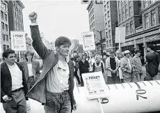  ?? ELAINE BRIERE/THE CANADIAN PRESS ?? Then-president of Vancouver Area Network of Drug Users (VANDU) Dean Wilson takes part in a protest over HIV and overdose deaths, in this 2002 photo.