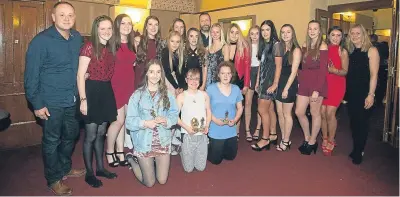  ??  ?? Monifeth Ladies U/15 and U/17 at their presentati­on evening at the Panmure Hotel.