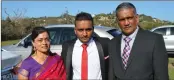  ??  ?? Leeshalan Govender, who obtained his Master’s in commerce, with his parents, Loolesheni and Morgan.