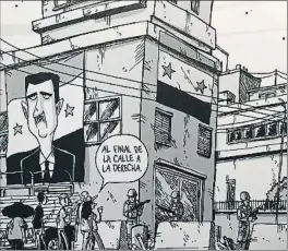  ??  ?? Una escena del còmic a Qamixli, dividida entre Assad i els kurds