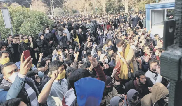  ?? PICTURE: AFP/GETTY IMAGES ?? 0 A protest was held at the University of Tehran during a series of demonstrat­ions across the country driven by anger over economic problems