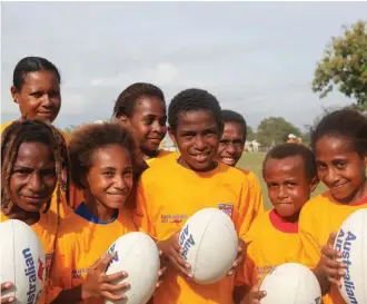  ??  ?? Young recruits ... children participat­ing in the NRL’s program in Papua New
Guinea.