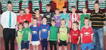  ??  ?? The U7 and U8 teams who received their medals at the Kanturk AFC awards are pictured with coaches Kevin Aherne and Derek O’ Flynn.