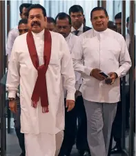  ?? AFP ?? Former president and currently appointed prime minister Mahinda Rajapaksa arrives at parliament in Colombo. —