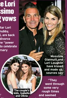  ?? ?? The couple’s kids, Isabella and Olivia
Mossimo Giannulli and Lori Loughlin have kissed and made up, sources say