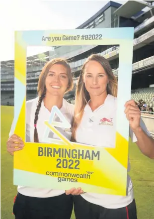  ??  ?? >
All smiles: Beach volleyball players Jess Grimson and Victoria Palmer celebrated the inclusion of the sport in the 2022 Games just two week ago