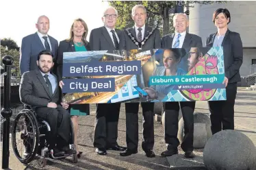  ??  ?? The Lisburn and Castlereag­h delegation at Westminste­r, from left: Jonny McCarthy, Donal Rogan, Amanda Grehan, Allan Ewart, Uel Mackin, Jim Dillon and Hazel King