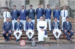  ??  ?? Seated from left: Anjuna Anthony, Avindra Perera (Secretary), Sebastian Sansoni (Captain), Rev’d Marc Billimoria (Warden), Viranka Fernando (Vice Captain), M.C. Fonseka Standing from left: Akil Ismail, Thuvaragan Sabesan, Raynal Wickramara­tne, Rohan...