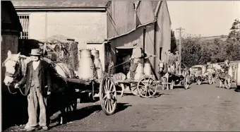  ??  ?? Farmers queueing up to deliver their milk in 1958.