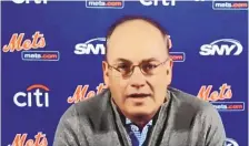  ?? NEW YORK METS VIA ASSOCIATED PRESS ?? Mets owner Steve Cohen said his family has received threats in the wake of the controvers­y between amateur investors and hedge funds over this week’s GameStop turmoil.