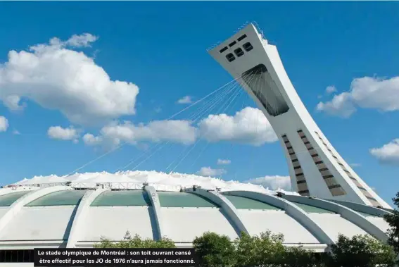  ??  ?? Le stade olympique de Montréal : son toit ouvrant censé être effectif pour les JO de 1976 n'aura jamais fonctionné.