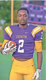  ?? COVINGTON GRIDIRON FACEBOOK ?? T.J. Smith, a former standout running back at Covington High School, was among three killed in a car crash Sunday just outside Dyersburg.