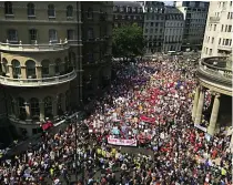  ??  ?? London calling: The Stop Trump women’s march