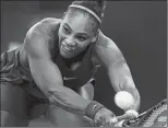  ?? NATHAN DENETTE/THE CANADIAN PRESS VIA AP ?? Serena Williams reaches for a shot from Naomi Osaka during the Rogers Cup on Friday at Toronto. Williams won 6-3, 6-4.