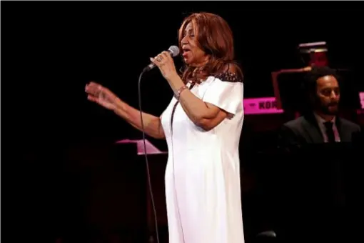  ??  ?? Aretha performing earlier this year in New York. The singer turns 75 this week (Getty)