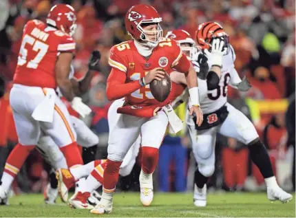  ?? KAREEM ELGAZZAR/THE CINCINNATI ENQUIRER ?? Chiefs quarterbac­k Patrick Mahomes has reached his third Super Bowl in four years.