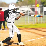  ?? (Submitted photo, courtesy of Arkansas High athletics) ?? Arkansas High sophomore Aniyah Arnold has been a slugger for the Lady Backs softball team this season, belting 7 home runs, 4 triples while still batting .660 from the leadoff position.