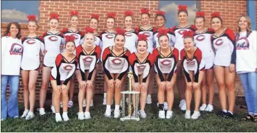  ?? Gail Conner ?? The Cedartown High School varsity competitio­n cheerleade­rs took first place in Class 4A at the Kennesaw Mountain Cheer Classic in Kennesaw on Saturday, Sept. 25, 2021. The team is coached by Kim Allred and Ashley Payne.