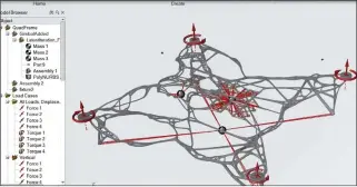  ??  ?? Altair Inspire Modell, Topologie-Optimierun­g des UAV.