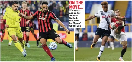  ??  ?? ON THE MOVE… Walkes in action for Atlanta United, left, and for Spurs’ Under-21s