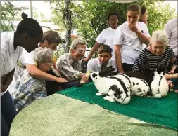  ??  ?? La présence des animaux a su cristallis­er l’attention de tous. Ados et seniors : ça fonctionne ! (Photo M. D.)