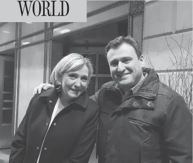  ?? DENIS FRANCESKIN ?? Denis Franceskin, National Front’s candidate in North America, with French presidenti­al candidate Marine Le Pen.